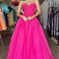 Hot Pink Tulle Sweetheart Appliques Prom Dress Y4968