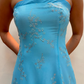 Shiny Strapless Sequins Evening Dress,Blue A Line Prom Dress Y8140