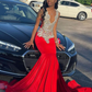 Luxury Sparkly Red Mermaid Prom Dress Birthday Party Dress Evening Gown Robe Y4314