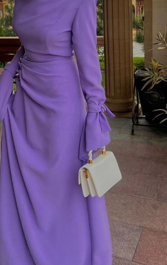 Modest Purple Prom Dress with Long Sleeves,Trendy Purple Evening Dress  Y4857