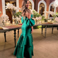 Elegant Green Satin Mermaid Evening Dress,Green Formal Dress Y6188