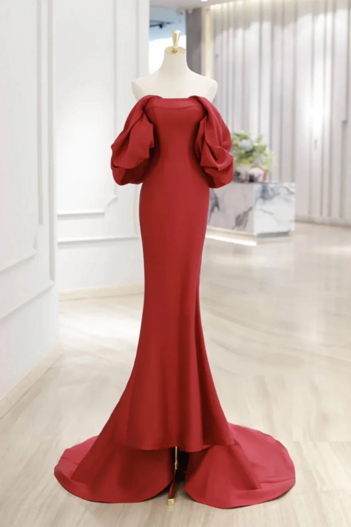 Charming Mermaid Satin Prom Dress,Vintage Evening Dress Y4371