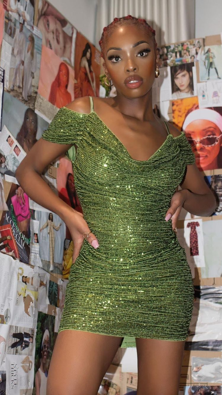 Green Sequins Homecoming Dress,Green Party Dress Y1963