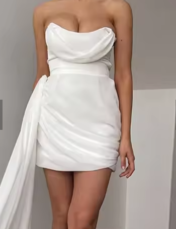 Chic White Homecoming Dress,White Wedding Guest Dress  Y2958