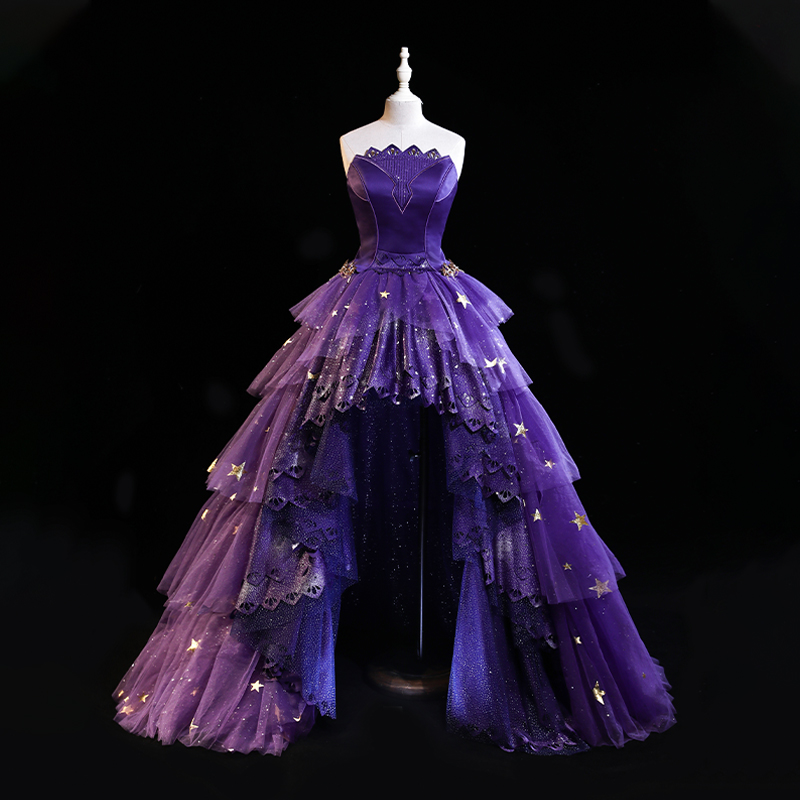 Elegant Purple Stars A-Line Prom Dress Y2738