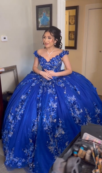 Royal Blue Ball Gown Quinceanera Dresses 3D Flower Sweetheart Sweet 15 16 Prom Party Gowns Y2821