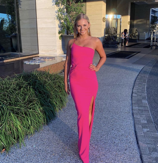 Elegant Hot Pink Bridesmaid Dress,Long Prom Dress Y3011