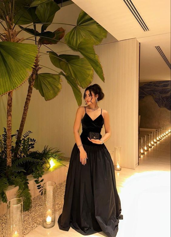 Fashion Black Straps Long Prom Dress Evening Dress  Y7992