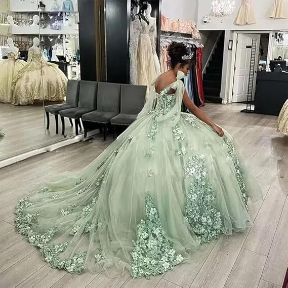 Women's Spaghetti Quinceanera Ball Gown Lace Applique for Sweet 15 16 Dresses Y3038