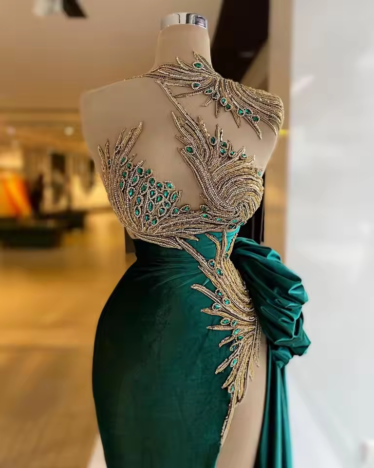 Green prom dresses, sexy prom dresses,cheap evening dresses, side slit evening dresses, new arrival evening gowns Y522