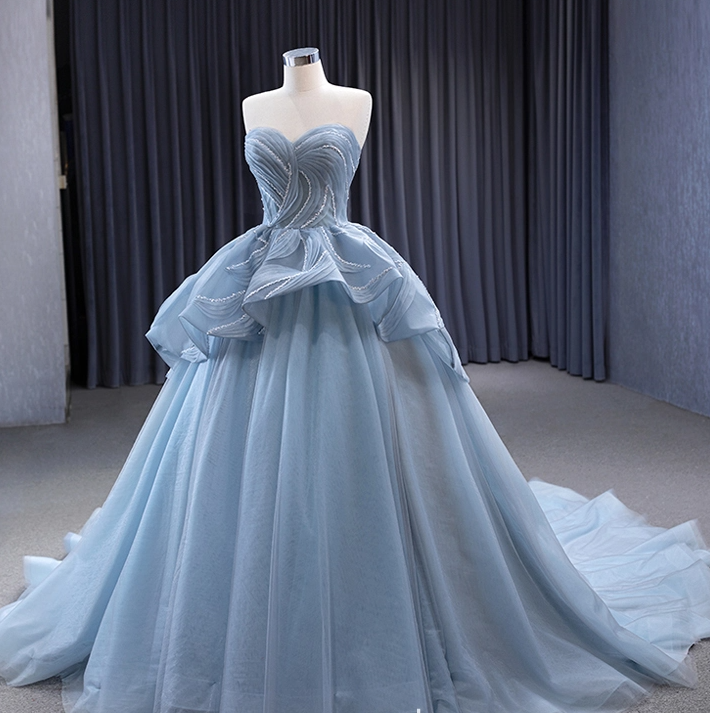 Glamorous Blue Sweetheart Tulle Princess Dress,Blue Ball Gown,Blue Fairy Dress Y6472