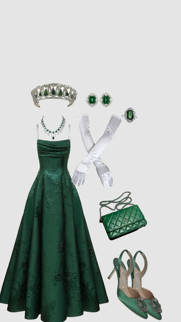 Emerald Green A-line Spaghetti Straps Prom Dress,Chic Evening Dress Y1799