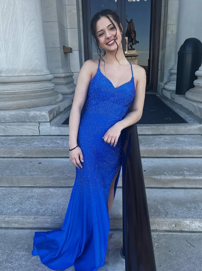 Royal Blue Mermaid Long Prom Dress,School Formal Dress Y7236