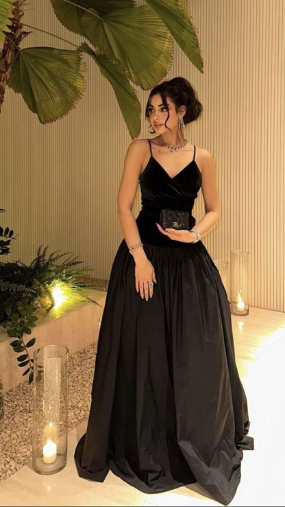 Fashion Black Straps Long Prom Dress Evening Dress  Y7992