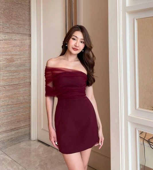 Chic Burgundy Homecoming Dress,Sexy Party Dress,Y2544