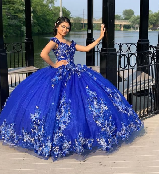 Royal Blue Ball Gown Quinceanera Dresses 3D Flower Sweetheart Sweet 15 16 Prom Party Gowns Y2821