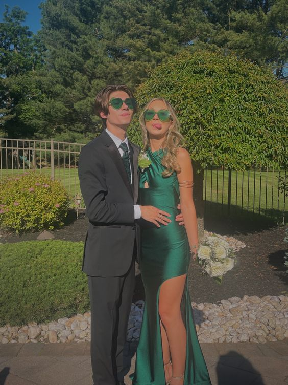 Emerald Green Sheath Prom Dress,Emerald Green Formal Gown Y6477