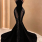 Sexy Black Mermaid Long Prom Dress with Train,Chic Black Evening Gown Y4178