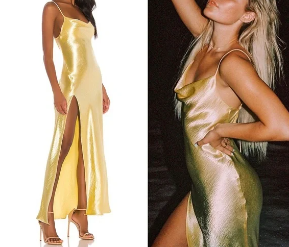 Yellow Simple Prom Dress With Split,Sexy Evening Dress Y1616