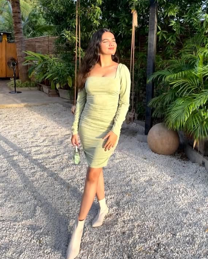 Cute Sage Green Short Homecoming Dress with Long Sleeves,Sexy Party Dress  Y1913