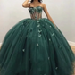 Green Tulle Ball Gown With Butterflies,Sweet 16 Dress, Green Quinceanera Dress Y2344