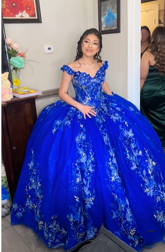 Royal Blue Ball Gown Quinceanera Dresses 3D Flower Sweetheart Sweet 15 16 Prom Party Gowns Y2821