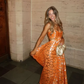 New Arrival A-line Orange Prom Dress Fashion Prom Gown Y6380