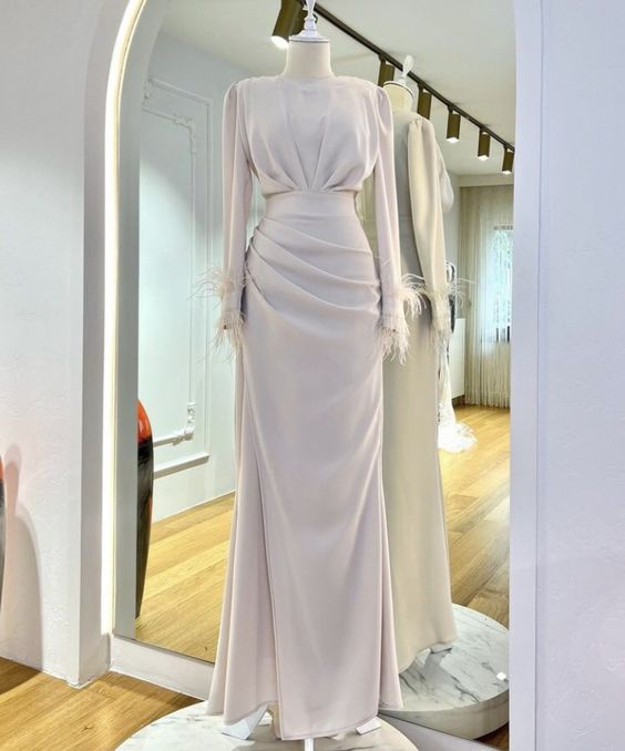 Charming Sheath Long Sleeves Prom Dress,Party Gown  Y6893