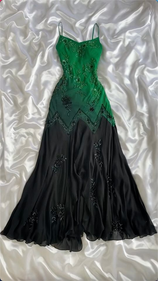 Gorgeous Ombre Green Chiffon Beaded Prom Dress Mermiad Evening Dress Y7731