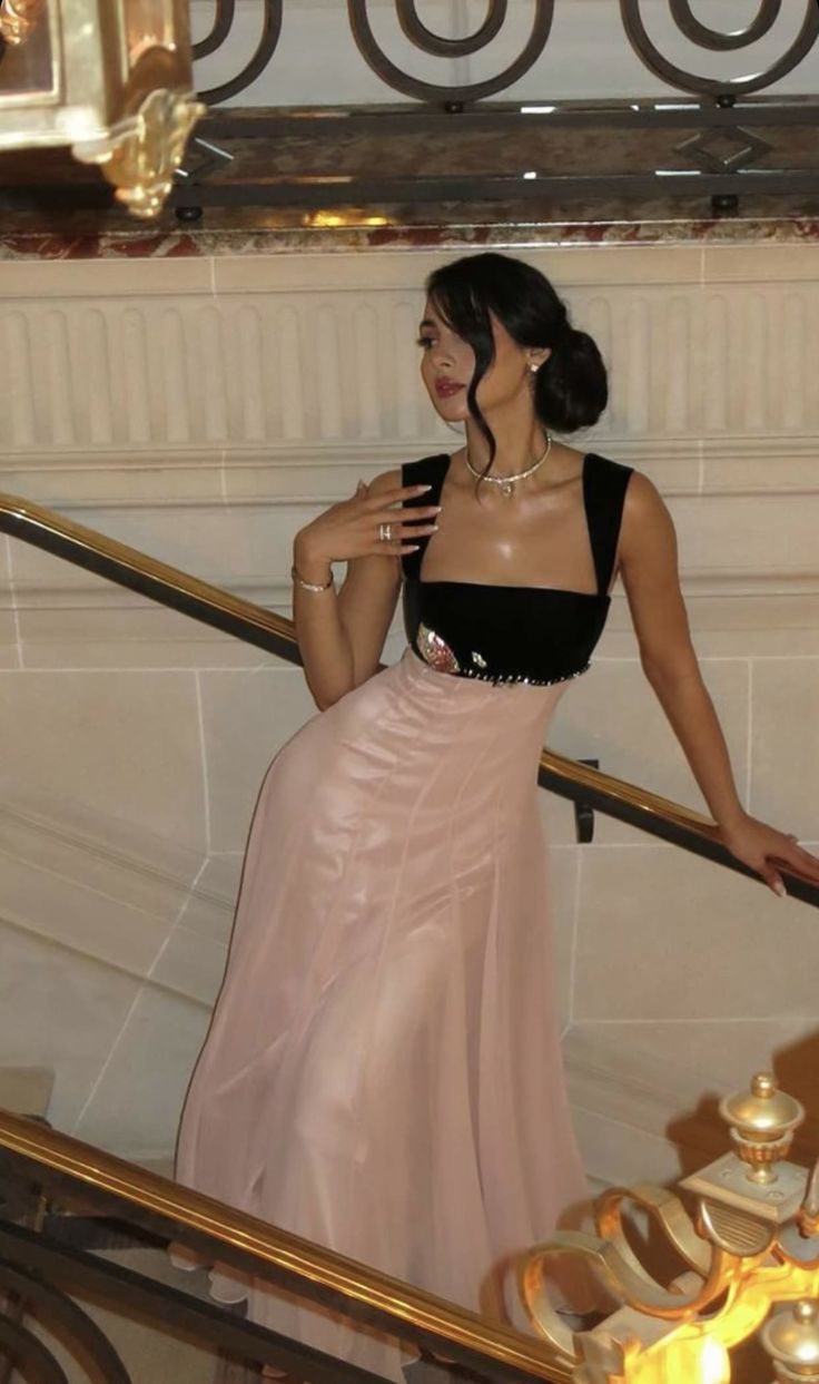 Elegant Straps Prom Dress Pink A Line Long Evening Dress Y7900