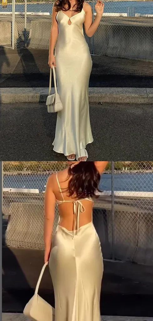 Elegant White Spaghetti Straps Mermaid Evening Dress Formal Prom Dress Y7786