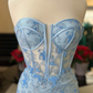 Light Blue Lace Sweetheart Trumpet Long Prom Dress Y4025