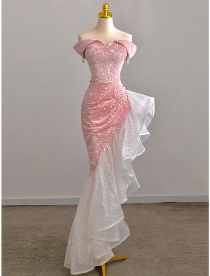 Off Shoulder Mermaid / Trumpet Prom Dresses Party Dress Evening Party Floor Length  Y6941