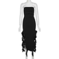 Chic Black Strapless Party Dress,Black Evening Dress Y1929