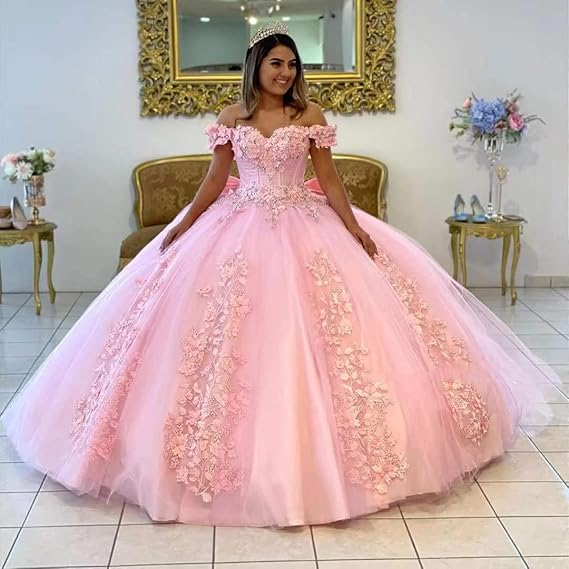 Purple Off The Shoulder Tulle Appliques Ball Gown,Sweet 16 Dress Y5472