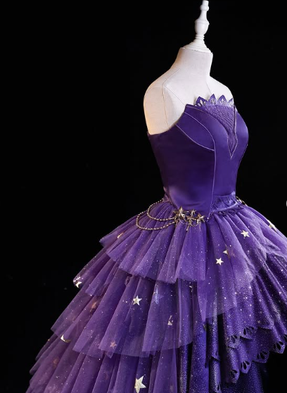 Elegant Purple Stars A-Line Prom Dress Y2738