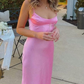 Chic Pink Sleeveless Sheath Prom Dress,Pink Formal Dress Y5285