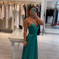 Classic A-line Spaghetti Straps Green Satin Prom Dress,Graduation Dress Y1701