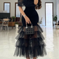 Slash Neck Half Sleeve Tulle Off Shoulder High Waist Bodycon Long Mermaid Prom Dress  Y4633