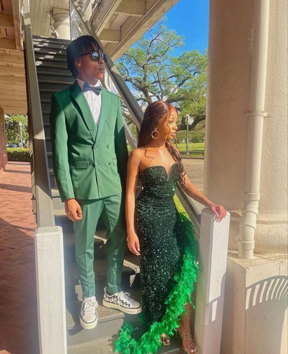 Sexy Green Sequins Mermaid Prom Dress,Green Party Gown Y6500