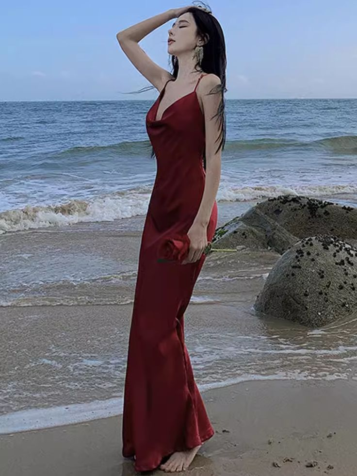 Sexy Mermaid Straps Backless Burgundy Prom Dress 21th Birthday Outfits Y6341