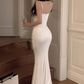 Sexy Spaghetti Straps White Mermaid Evening Dress Long Prom Dress Y7787