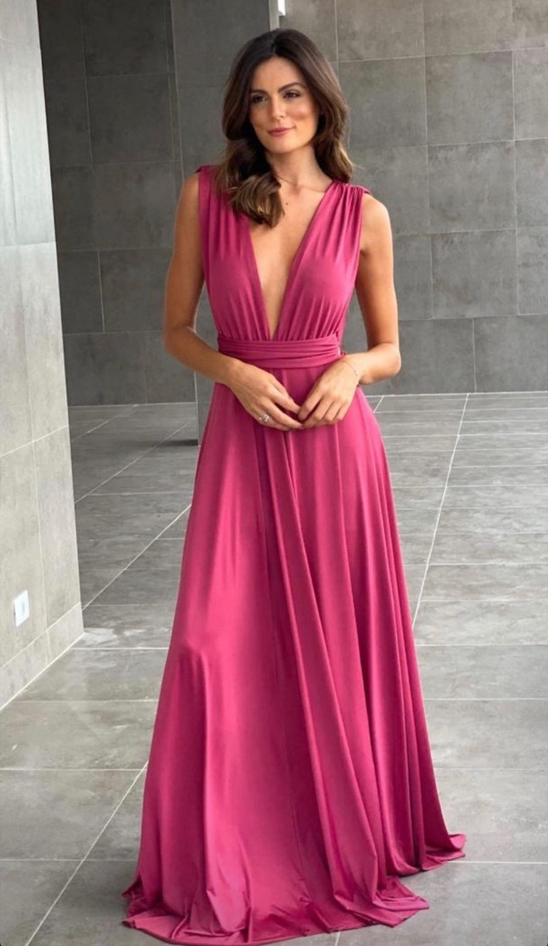 Sexy A-Line Deep V Neck Evening Dress,Bridesmaid Dress Y5001