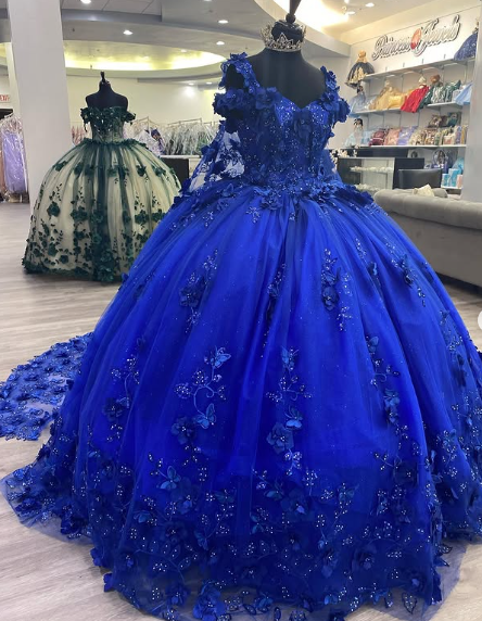 Royal Blue Sweet 16 Princess Ball Gown Quinceanera Dresses with Train for Girls Prom Party Evening Long,Y2479