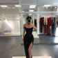 Generous Black Sheath Prom Dress With Split, Black Formal Dress Y1844