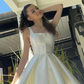 Elegant A Line Straps Ivory Satin Short Homecoming Dress Birthday Dress Y7658