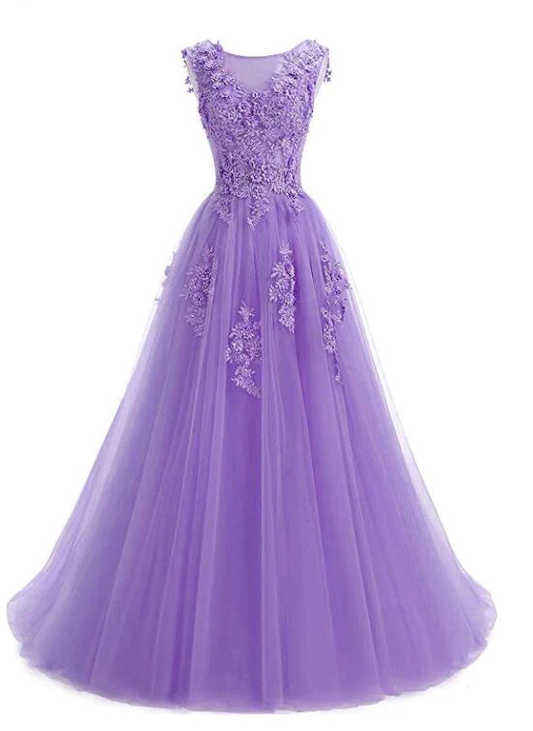 Beautiful Lavender Tulle Long Prom Dress , A-Line Party Dress Y907