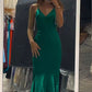 V Neck Green Mermaid Prom Dress,Green Evening Dress,Generous Green Formal Dress Y1837