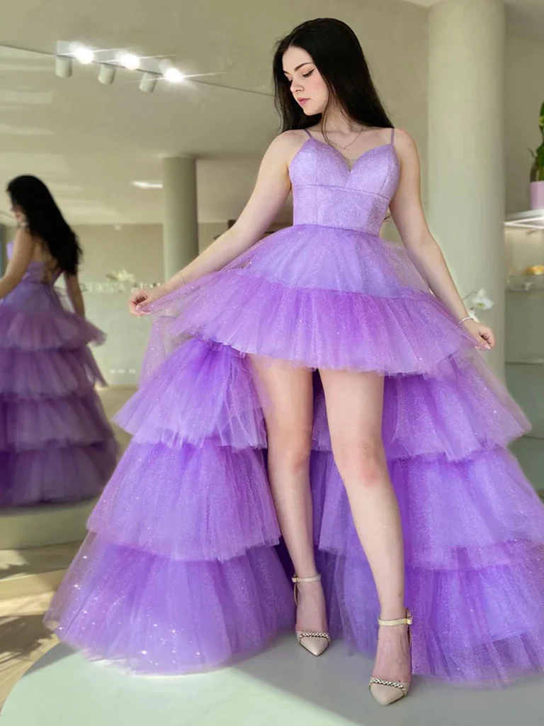 Purple High Low Dresses