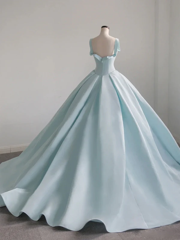 Blue Satin Long Ball Gown , Blue Sweet 16 Dress Y392 – Simplepromdress